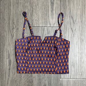 Geometric Patterned Purple and Orange Tank Top